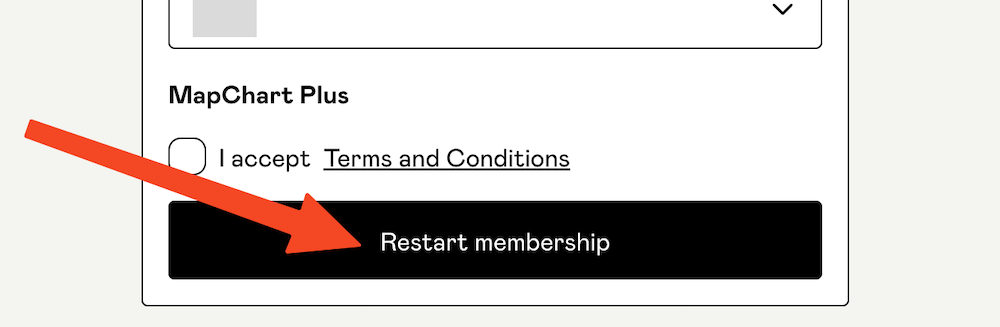 Screenshot of the restart membership button on Gumroad.
