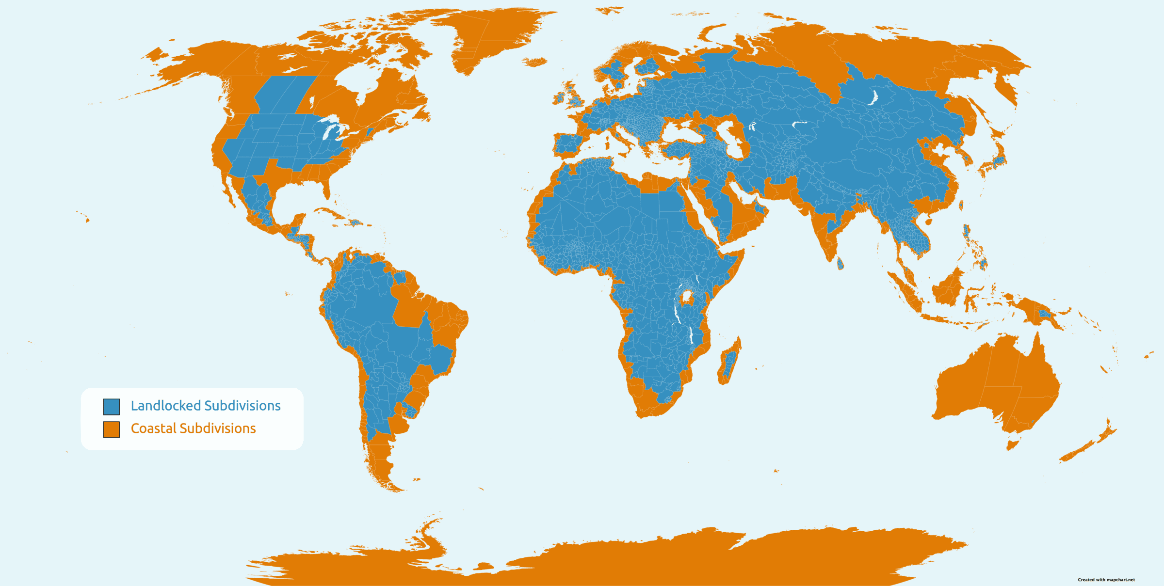 Example world subdivisions map