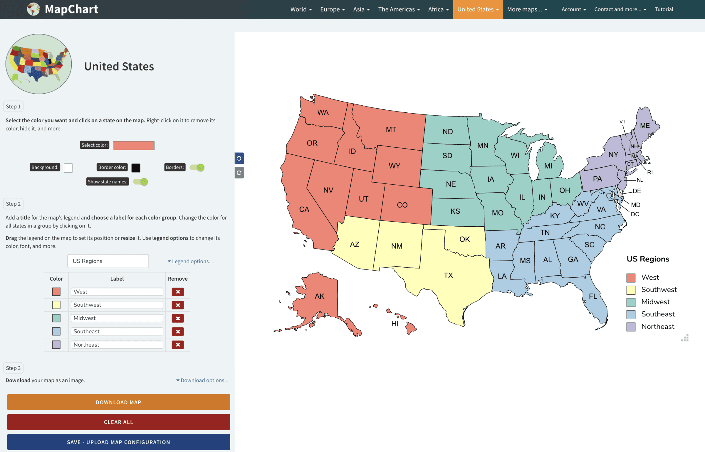 MapChart map editor