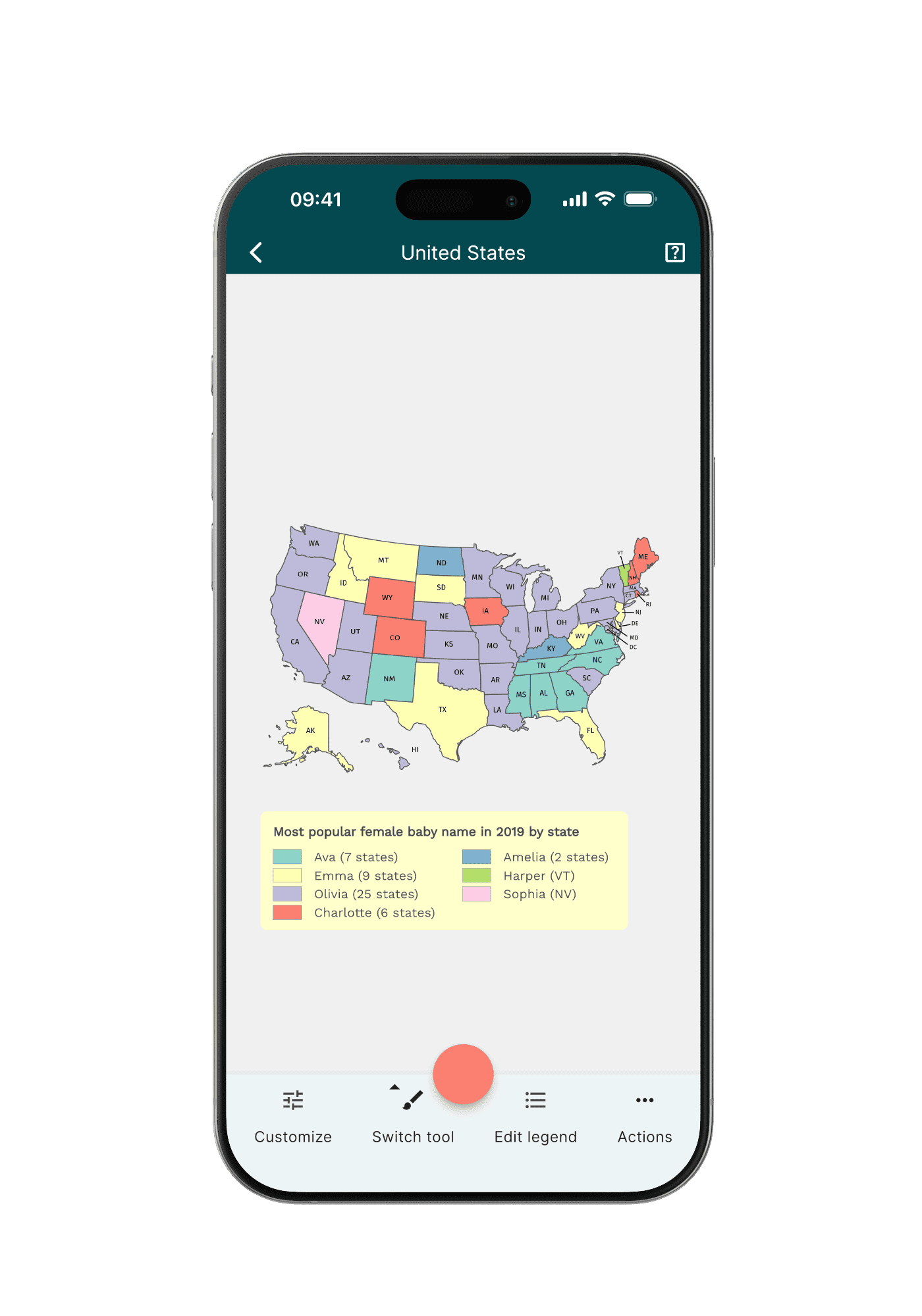 MapChart iPhone — United States