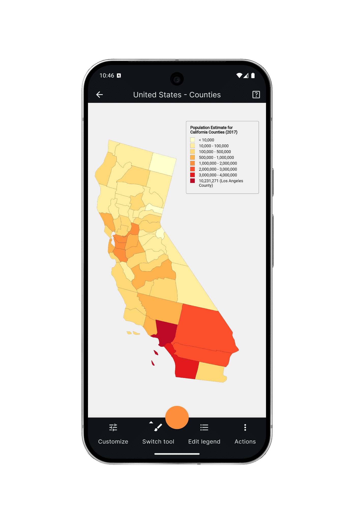 MapChart Android — US Counties